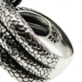Jewelled Viper - Estate Sterling Silver Ruby & CZ Snake Ring (ER248)