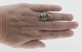 Jewelled Viper - Estate Sterling Silver Ruby & CZ Snake Ring (ER248)