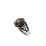 Ornate Scrolls - Estate Sterling Silver Natural Garnet Intricate Ring  (ER252)