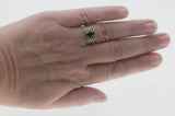 Ornate Scrolls - Estate Sterling Silver Natural Garnet Intricate Ring  (ER252)