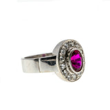 Ruby Rapture - Vintage 14K White Gold Ruby & Diamond Bespoke Ring (VR725)