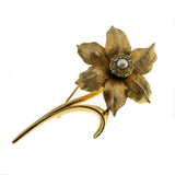Narcissus - Vintage Marcel Boucher Gold Tone Cultured Pearl & Crystal Flower Brooch (VBR166)