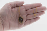 Jeweled Beauty - Victorian English 9K Gold Ruby Paste & Natural Pearl  Locket Pendant & Chain (VICP097)