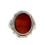 Standout - Art Deco 835 Silver Carnelian Agate Carved Ring (ADR222)