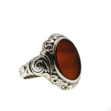 Standout - Art Deco 835 Silver Carnelian Agate Carved Ring (ADR222)