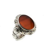 Standout - Art Deco 835 Silver Carnelian Agate Carved Ring (ADR222)