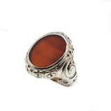 Standout - Art Deco 835 Silver Carnelian Agate Carved Ring (ADR222)