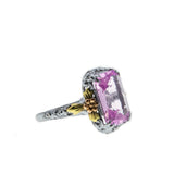 Forget Me Knot - Art Deco Signed A & S 'Arnold & Steere' 14K Gold Pink Sapphire Filigree Ring (ADR223)