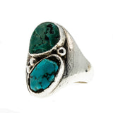 Navajo Treasure - Vintage Sterling Silver Turquoise Gents Ring (VR761)