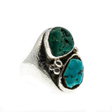 Navajo Treasure - Vintage Sterling Silver Turquoise Gents Ring (VR761)