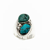 Navajo Treasure - Vintage Sterling Silver Turquoise Gents Ring (VR761)