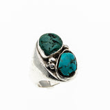 Navajo Treasure - Vintage Sterling Silver Turquoise Gents Ring (VR761)