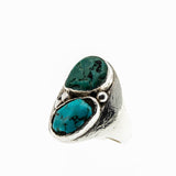 Navajo Treasure - Vintage Sterling Silver Turquoise Gents Ring (VR761)