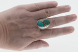 Navajo Treasure - Vintage Sterling Silver Turquoise Gents Ring (VR761)