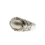 Girl With The Pearl Ring - Estate Renaissance Revival Sterling Silver Mabe pearl Ring (ER262)