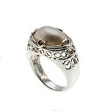 Girl With The Pearl Ring - Estate Renaissance Revival Sterling Silver Mabe pearl Ring (ER262)
