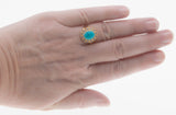 Exotic Rarity - Vintage 18K Rose Gold Natural Persian Turquoise & Cubic Zirconia  Cluster Ring (VR786)
