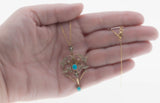 Seaside Days - Victorian 9K Gold Persian Turquoise & Natural Pearl Lavalier Brooch/Pendant (VICP102)