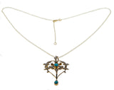 Seaside Days - Victorian 9K Gold Persian Turquoise & Natural Pearl Lavalier Brooch/Pendant (VICP102)