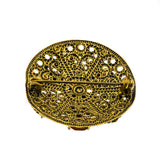 Red Red Wine - Vintage Brass Crystal Rhinestone Filigree Brooch (VBR196)