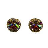 Delightful - Vintage Brass Crystal Rhinestone Filigree Clip-On Earrings (VE329)