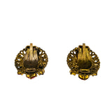 Delightful - Vintage Brass Crystal Rhinestone Filigree Clip-On Earrings (VE329)