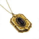 Purple Reign - Victorian Signed 'Wightman & Hough' Gold Filled Amethyst Paste Locket & Chain (VICP104)