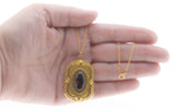 Purple Reign - Victorian Signed 'Wightman & Hough' Gold Filled Amethyst Paste Locket & Chain (VICP104)