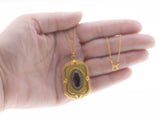 Purple Reign - Victorian Signed 'Wightman & Hough' Gold Filled Amethyst Paste Locket & Chain (VICP104)