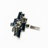 Art Deco Revival - Vintage Rhodium Plated Crystal Rhinestone Ring (ER276)