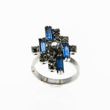 Art Deco Revival - Vintage Rhodium Plated Crystal Rhinestone Ring (ER276)