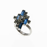 Art Deco Revival - Vintage Rhodium Plated Crystal Rhinestone Ring (ER276)