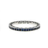 Radiant Hearts - Estate Sterling Silver Blue CZ & Enamel Heart Pandora Ring (ER277)