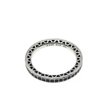Radiant Hearts - Estate Sterling Silver Blue CZ & Enamel Heart Pandora Ring (ER277)