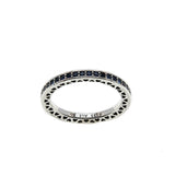 Radiant Hearts - Estate Sterling Silver Blue CZ & Enamel Heart Pandora Ring (ER277)