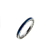 Radiant Hearts - Estate Sterling Silver Blue CZ & Enamel Heart Pandora Ring (ER277)