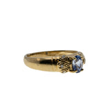 Delight In A Sapphire - Vintage 9K Gold Ceylon Sapphire & Diamond Ring (VR657)