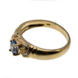 Delight In A Sapphire - Vintage 9K Gold Ceylon Sapphire & Diamond Ring (VR657)