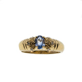 Delight In A Sapphire - Vintage 9K Gold Ceylon Sapphire & Diamond Ring (VR657)