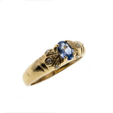 Delight In A Sapphire - Vintage 9K Gold Ceylon Sapphire & Diamond Ring (VR657)