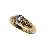 Delight In A Sapphire - Vintage 9K Gold Ceylon Sapphire & Diamond Ring (VR657)