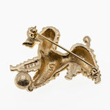 Playful Pooch - Vintage Marcel Boucher Gold Toned Cultured Pearl Poodle Playing With Ball Brooch (VBR159)