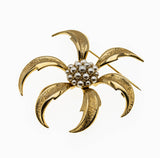 Spray Flower - Vintage Marcel Boucher Gold Toned Faux Pearl Flower Brooch (VBR161)