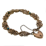 Promenade Days  - Victorian 9K Rose Gold Natural Turquoise & Seed Pearl Fancy Link Padlock Gate Bracelet & Pendant  (VICB026)