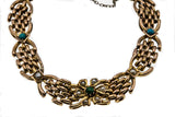Promenade Days  - Victorian 9K Rose Gold Natural Turquoise & Seed Pearl Fancy Link Padlock Gate Bracelet & Pendant  (VICB026)