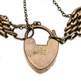 Promenade Days  - Victorian 9K Rose Gold Natural Turquoise & Seed Pearl Fancy Link Padlock Gate Bracelet & Pendant  (VICB026)