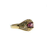 Neoclassical Adornment - Vintage Bespoke 14K Gold Pink Sapphire & Diamond Ring  (VR694)