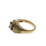 Neoclassical Adornment - Vintage Bespoke 14K Gold Pink Sapphire & Diamond Ring  (VR694)