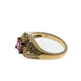 Neoclassical Adornment - Vintage Bespoke 14K Gold Pink Sapphire & Diamond Ring  (VR694)