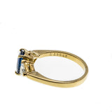 Ocean Tide - Vintage 18K Gold Natural Ceylon Sapphire & Trillion Cut Diamond Ring (VR695)